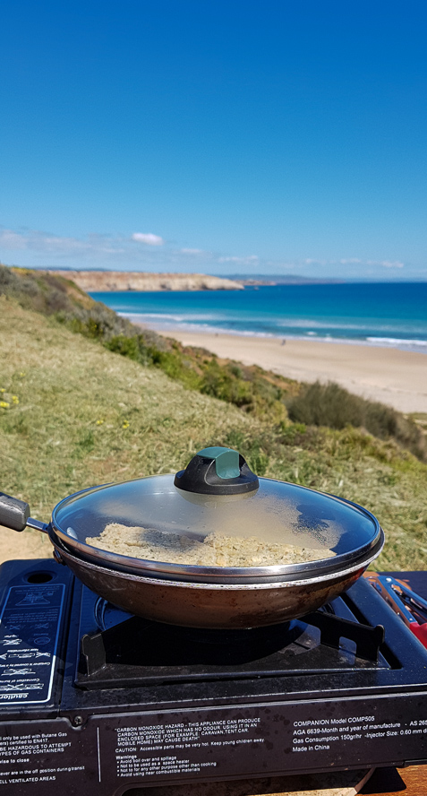 Good day for cooking schnitzels on top of cliffs.