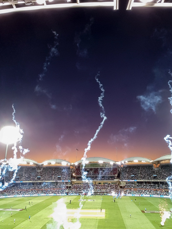 Fireworks over Adelaide Oval after the Strikers win the 2018 Big Bash League Semi-Final.
