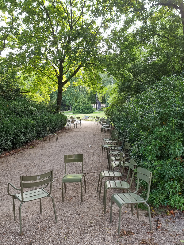 Plenty of chairs to choose from in Luxembourg Gardens at opening time.