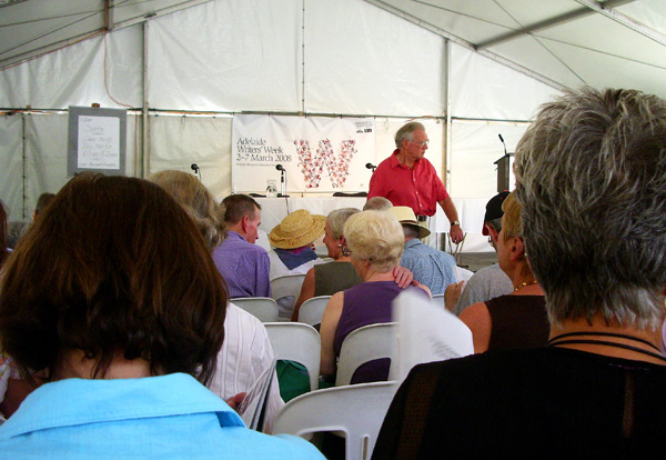 General writer's week crowd: Me, Authors, major loads of old people. William McInnes looks old too. Really old.