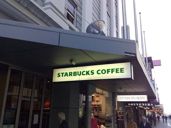 Starbucks Rundle Mall, it looks a bit dilapidated. I mean, looked.