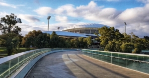 Adelaide Oval and the empty footbridge.